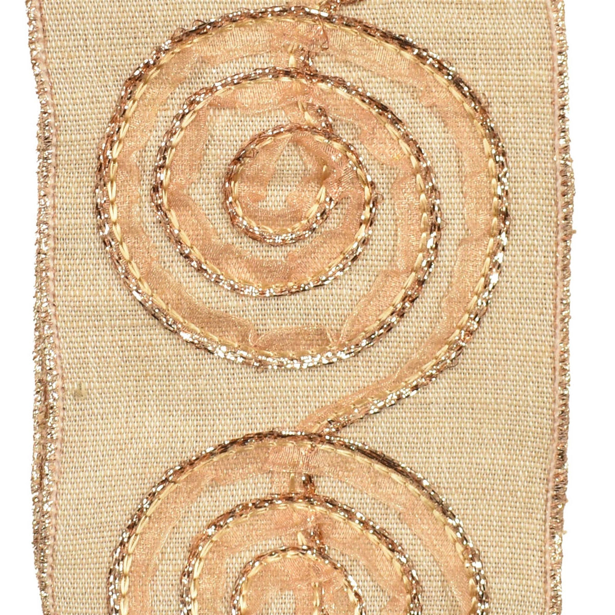 Natural Jute Ribbon w/ Swirl Tinsel and Lace Design 4"X10YD House of Fancy