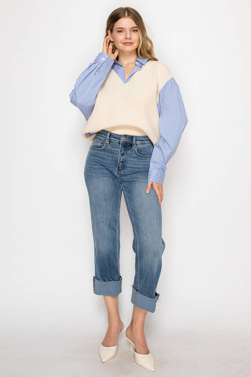 Go Getter ~ Straight Raw Hem Crop Jean