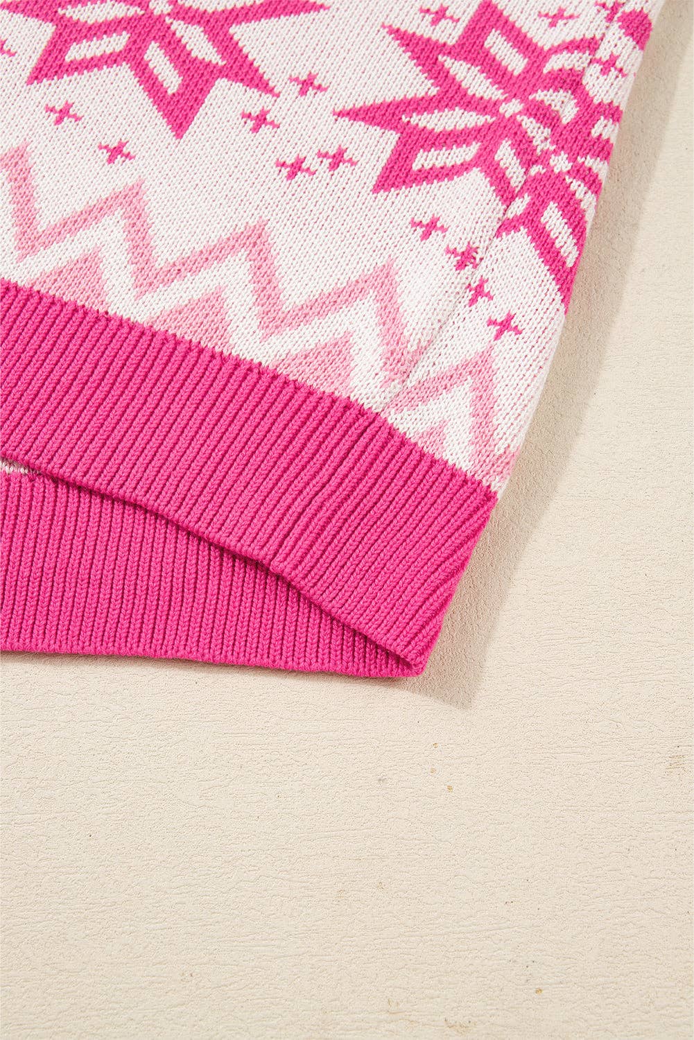 Winter Wonderland~ Pink Snowflake Quarter Zip Sweater