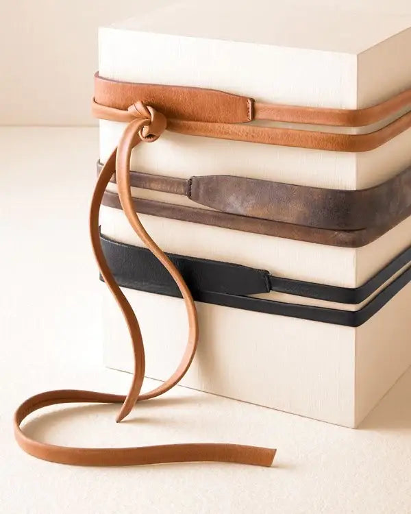 Skinny Wrap Belt - Cognac