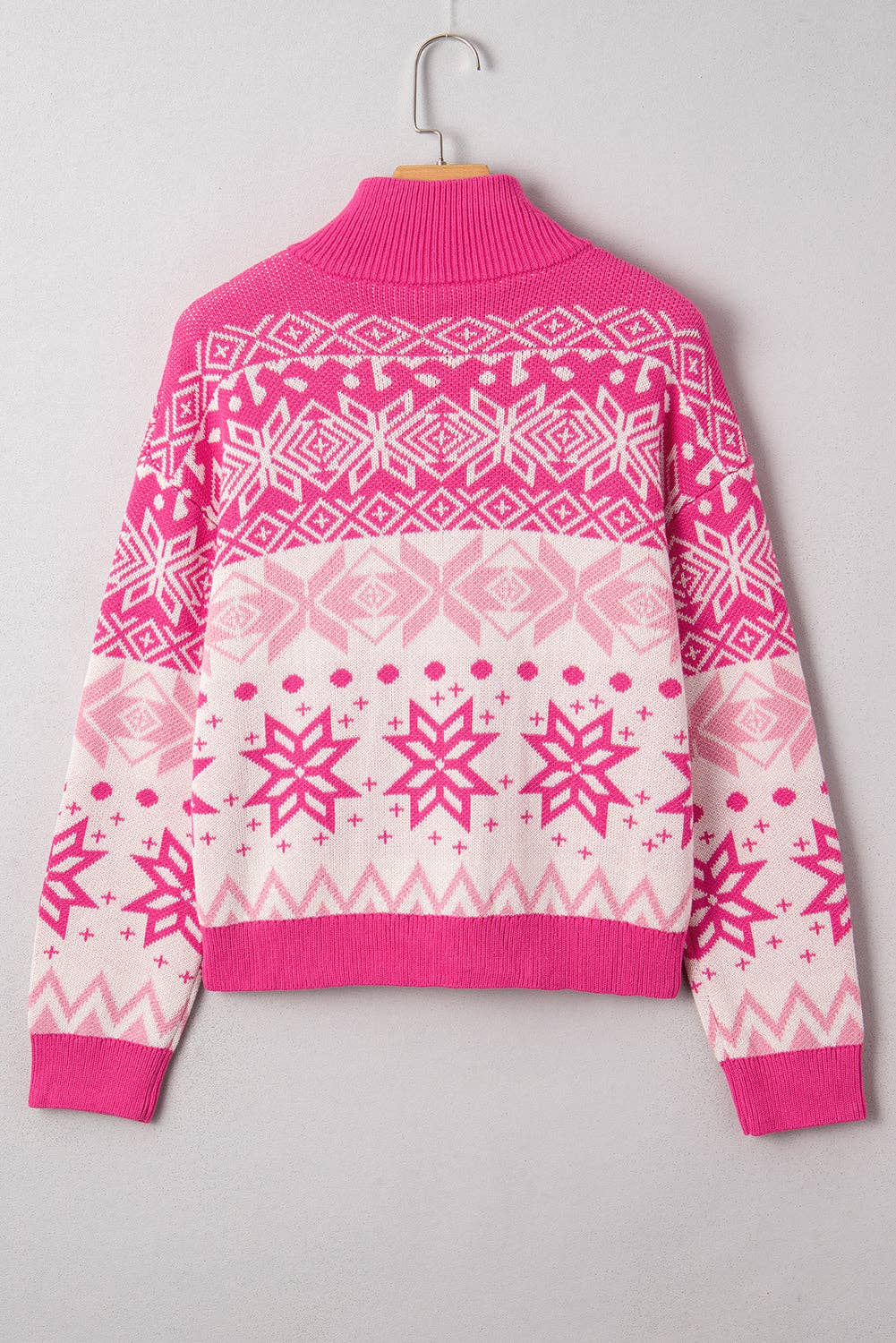 Winter Wonderland~ Pink Snowflake Quarter Zip Sweater