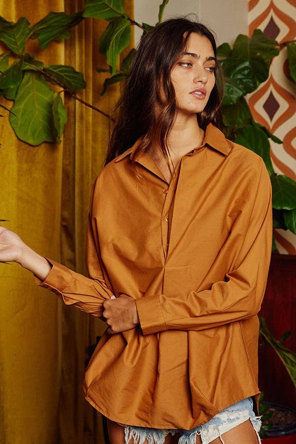 Caramel Button-up Blouse