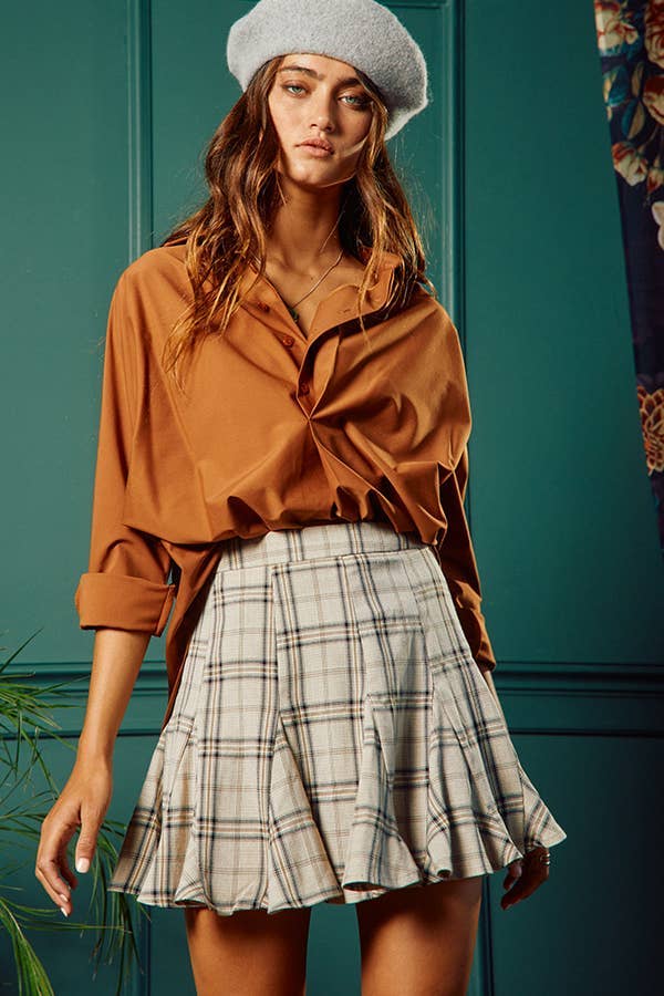 Caramel Button-up Blouse