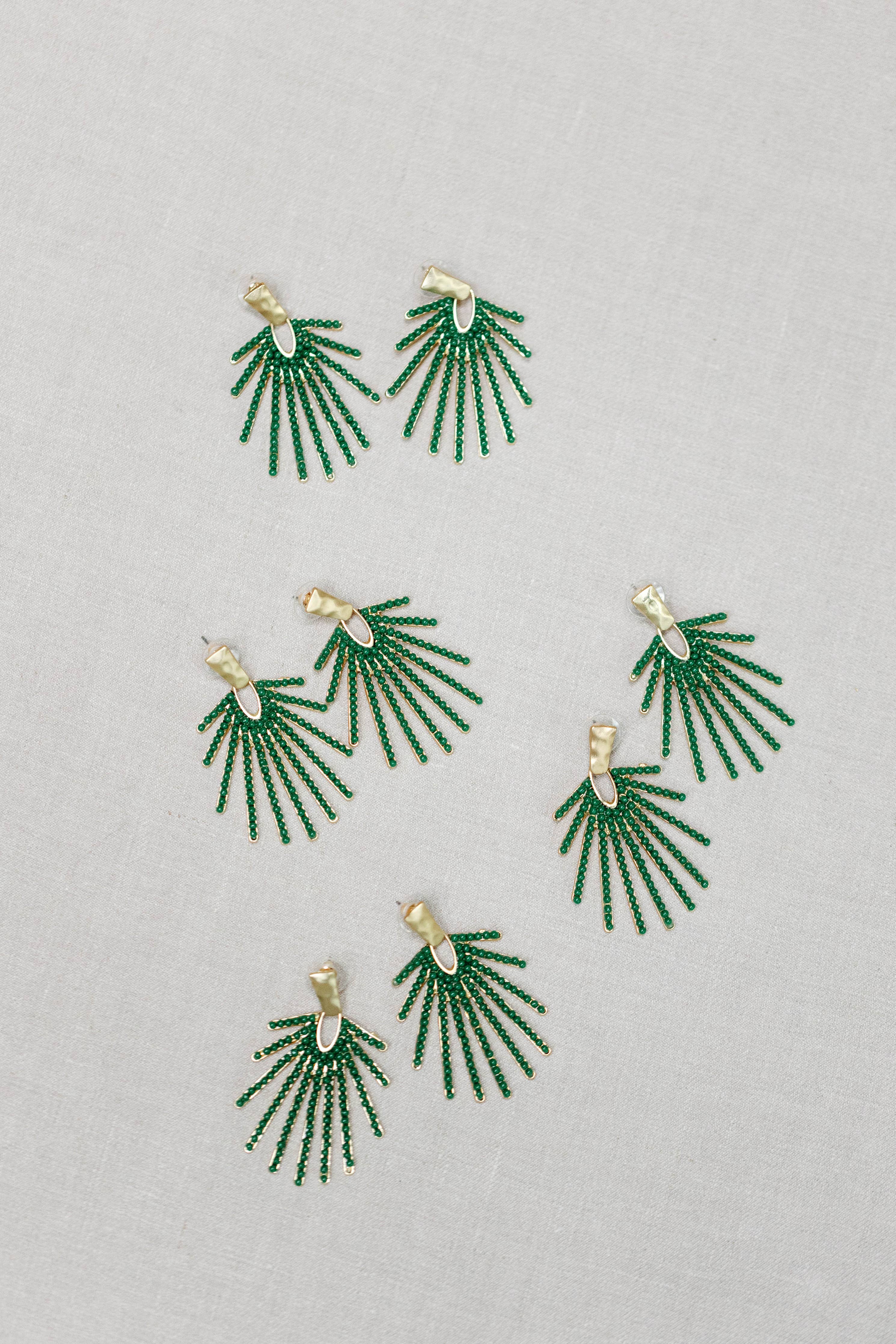 Olive Sunburst Statement Drop Earrings