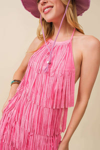 Blame It All On My Roots ~ Pink Fringe Romper