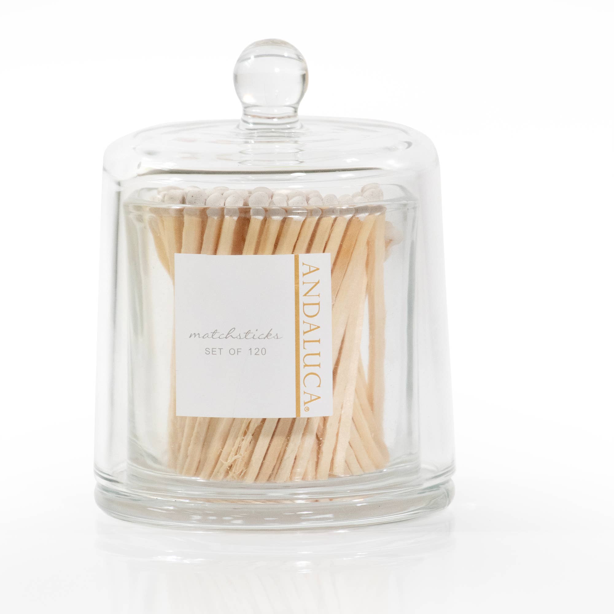 Glass Cloche & 120 Wooden White Matches