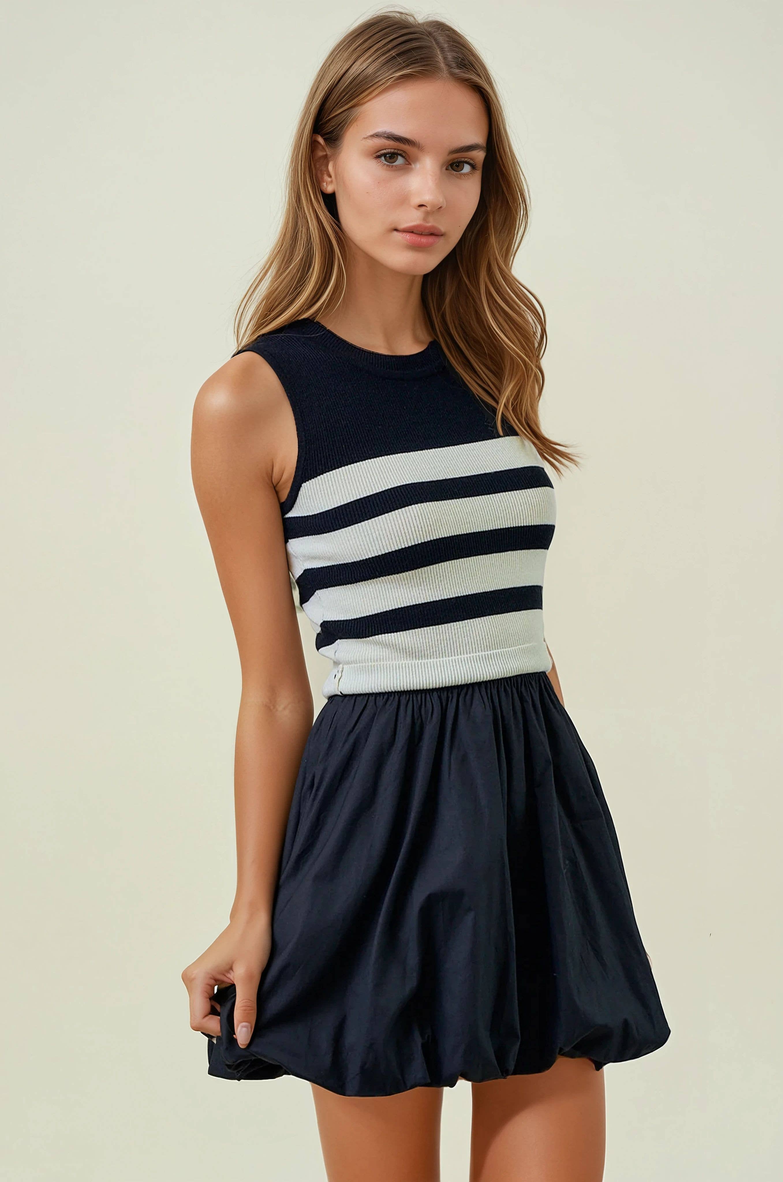 Go Getter ~ Navy Striped Tank Bubble Dress