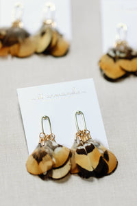 Quail Feather Statement Tassel Earrings