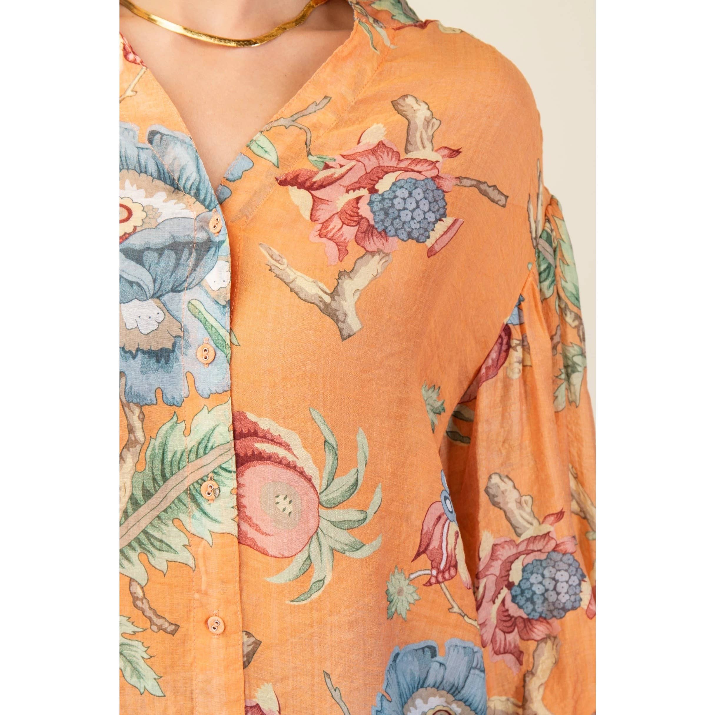 Floral Frolic Balloon Sleeve Blouse