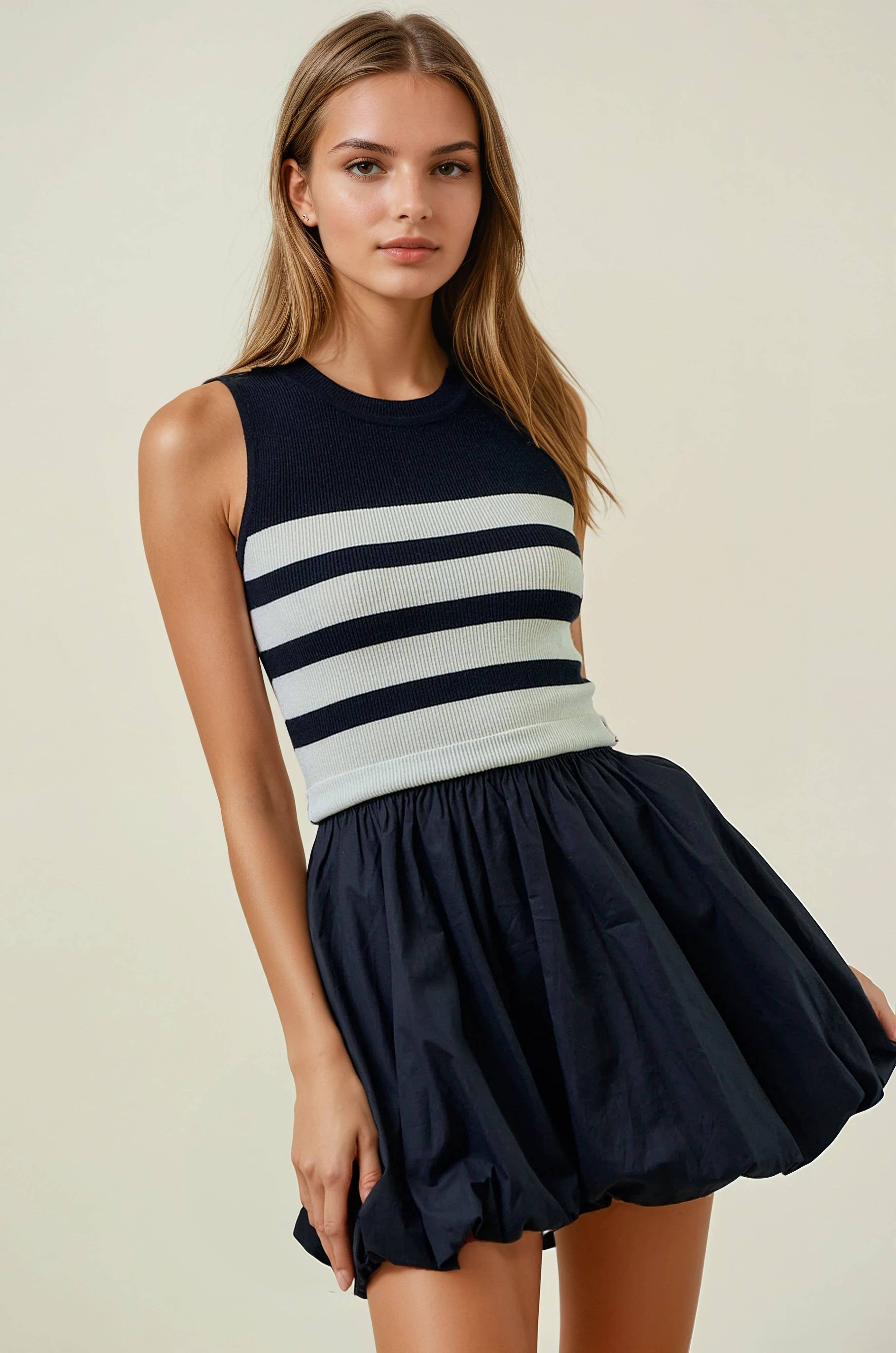 Go Getter ~ Navy Striped Tank Bubble Dress