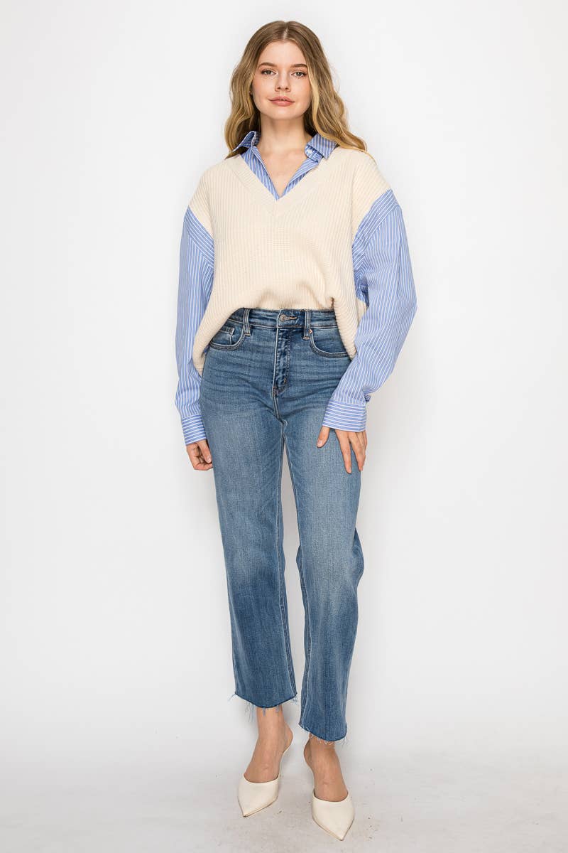Go Getter ~ Straight Raw Hem Crop Jean