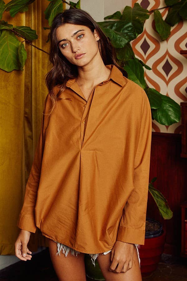 Caramel Button-up Blouse
