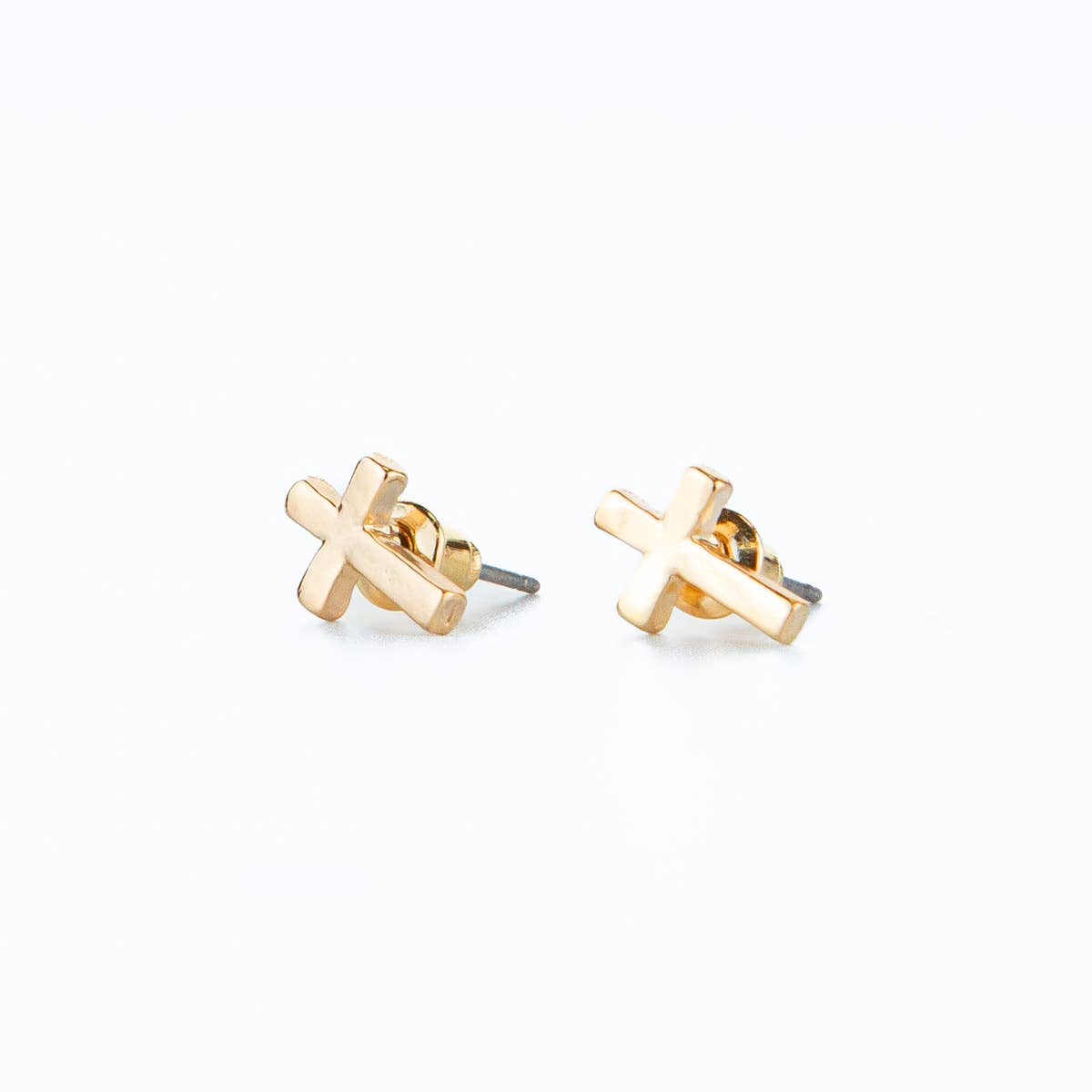 .5" Gold Cross Stud Earrings