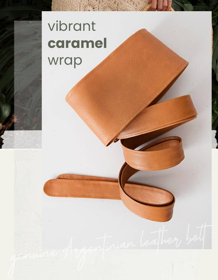 Leather Wrap Belt - Caramel - OS