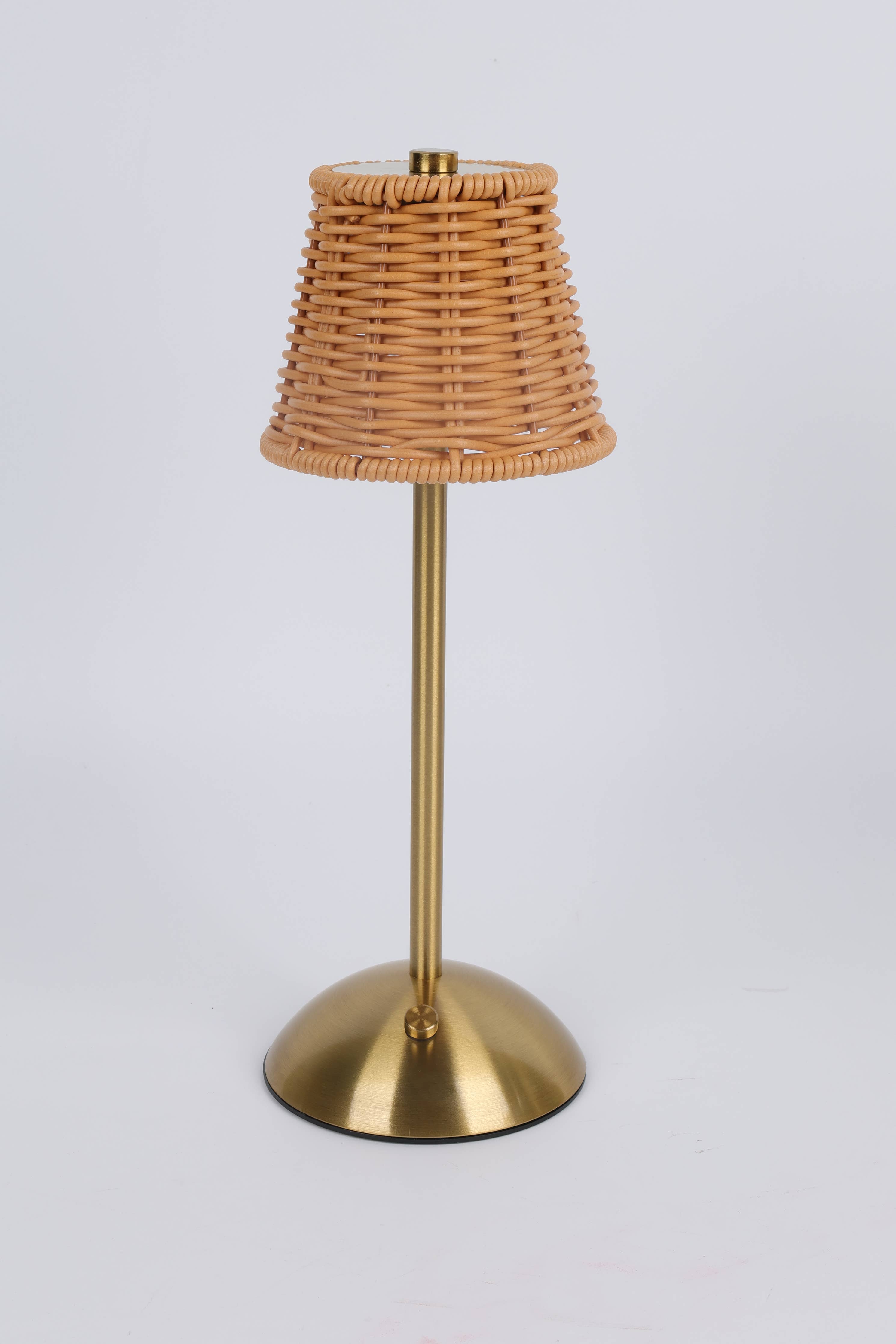 Rechargeable Rattan LED Lamp Gold