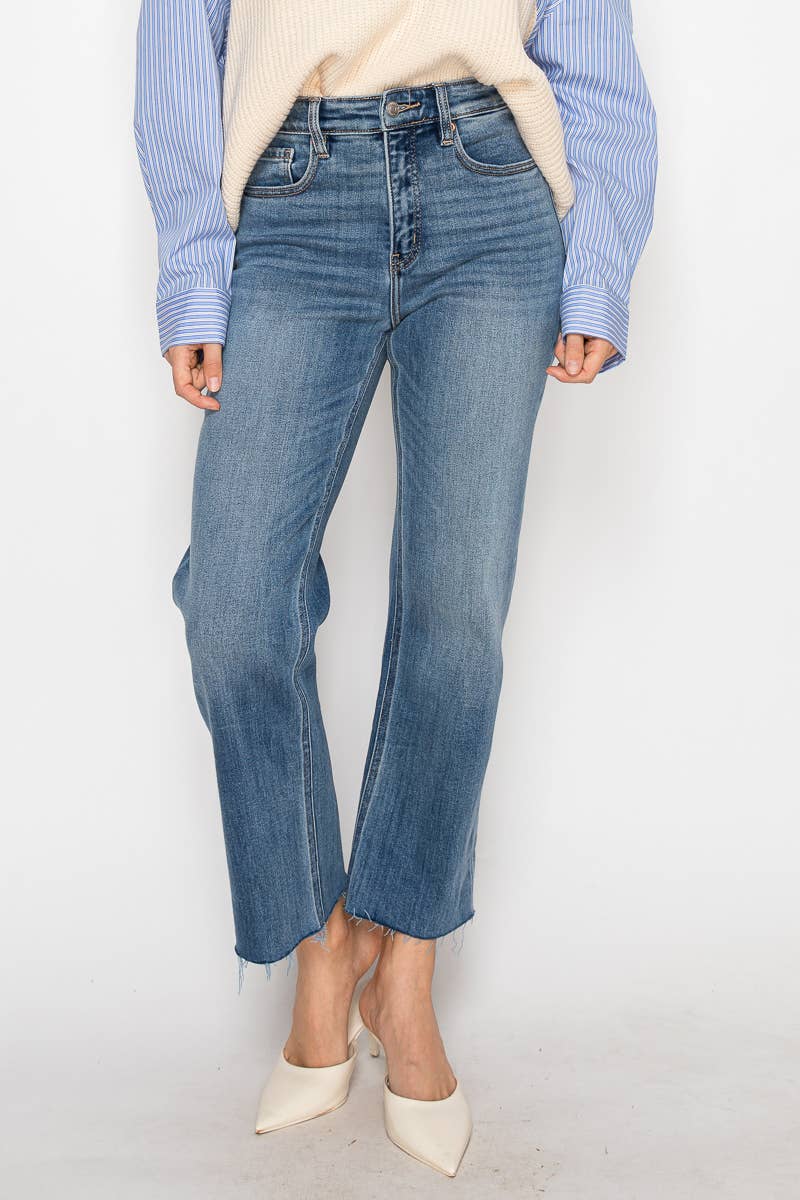 Go Getter ~ Straight Raw Hem Crop Jean