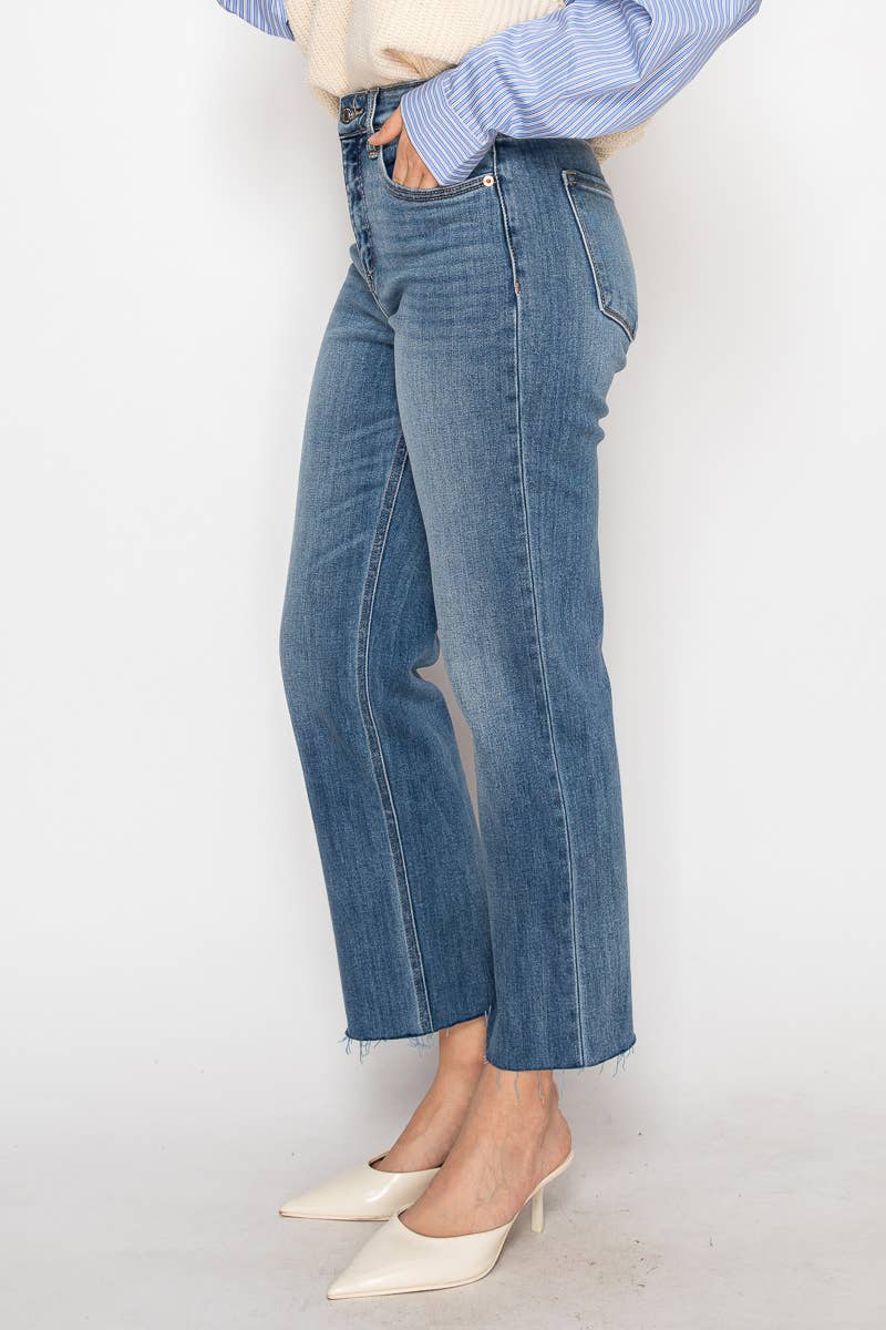 Go Getter ~ Straight Raw Hem Crop Jean