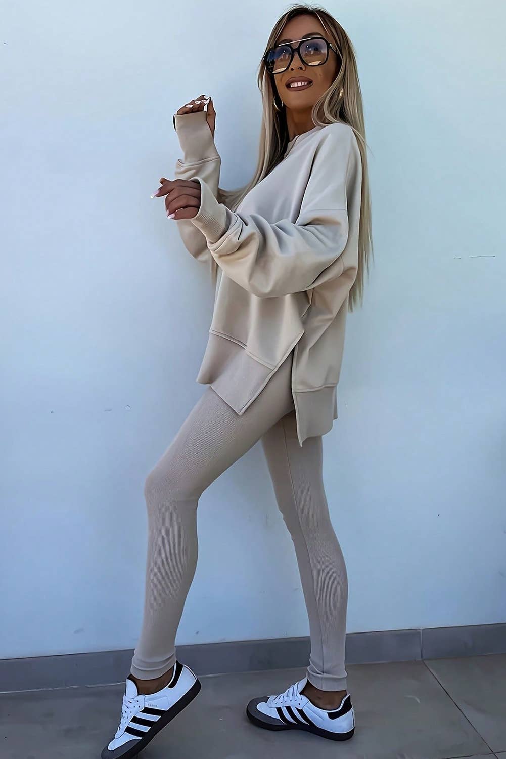 Cozy Up ~ Oversize Sweatshirt & Ribbed Leggings SET