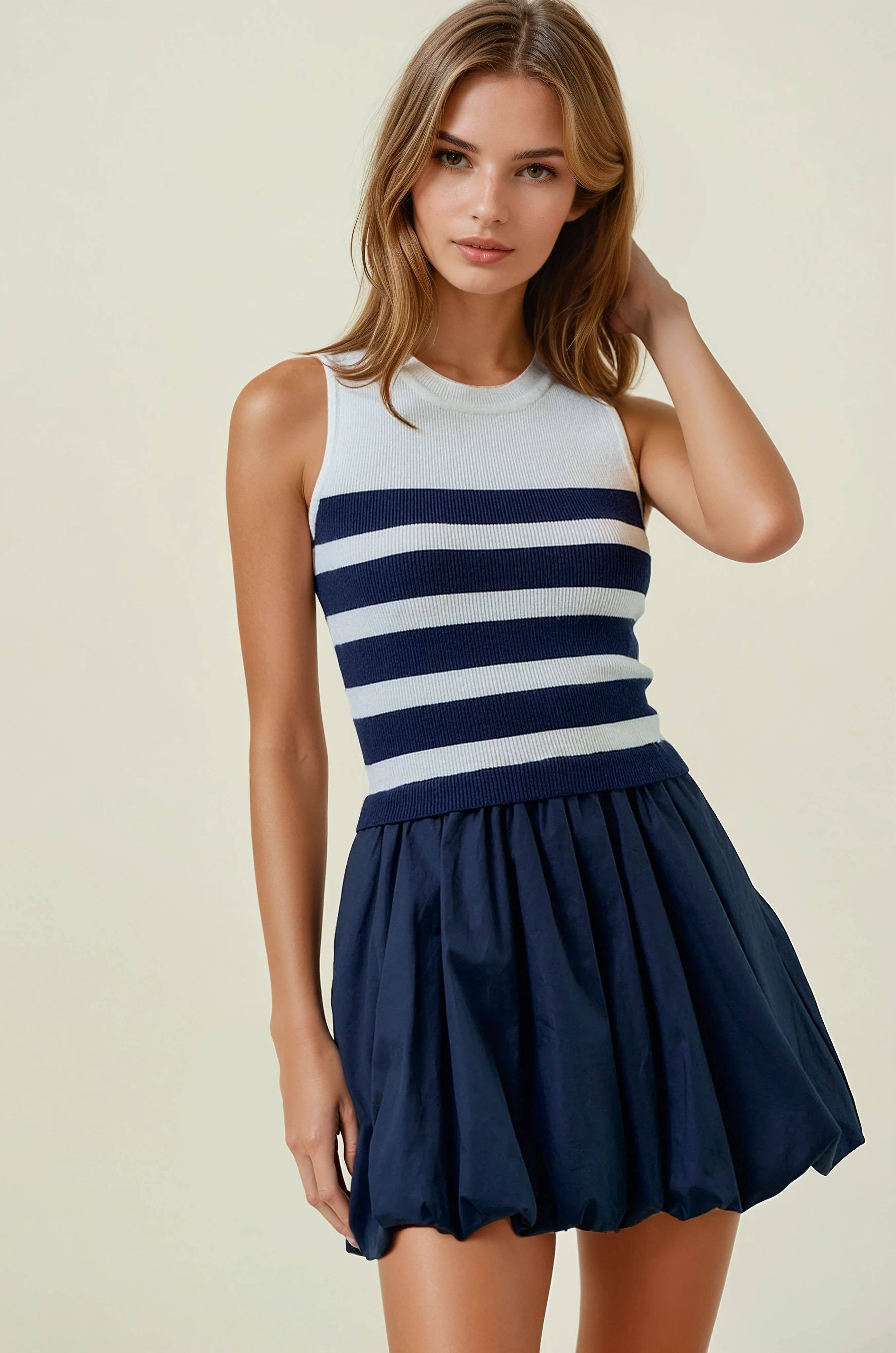 Go Getter ~ Navy Striped Tank Bubble Dress