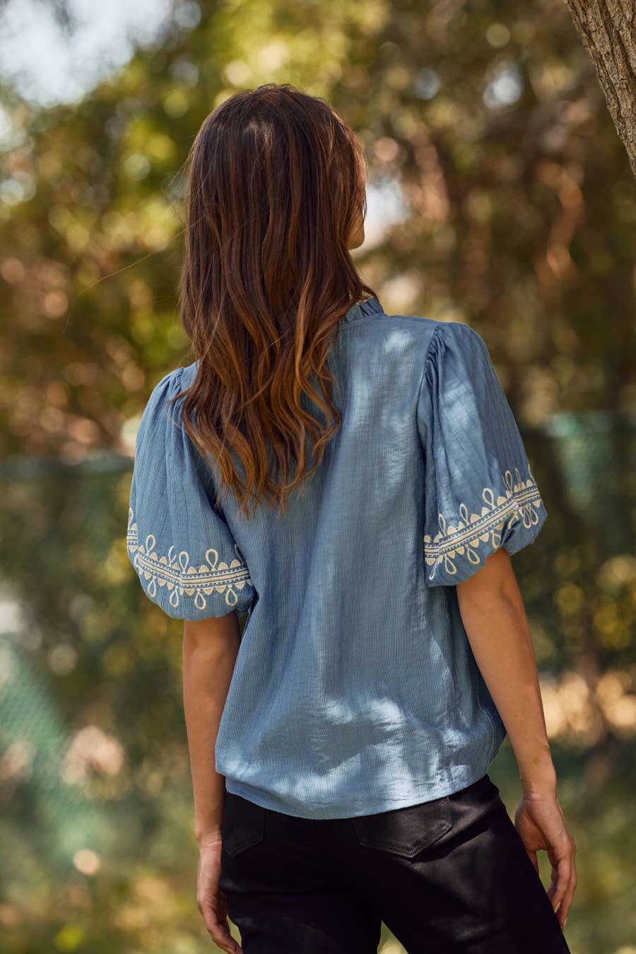 Just In Time ~ Olive Embroidered Blouse