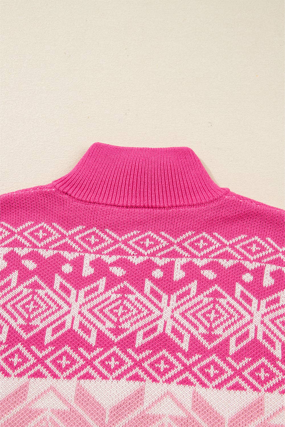 Winter Wonderland~ Pink Snowflake Quarter Zip Sweater