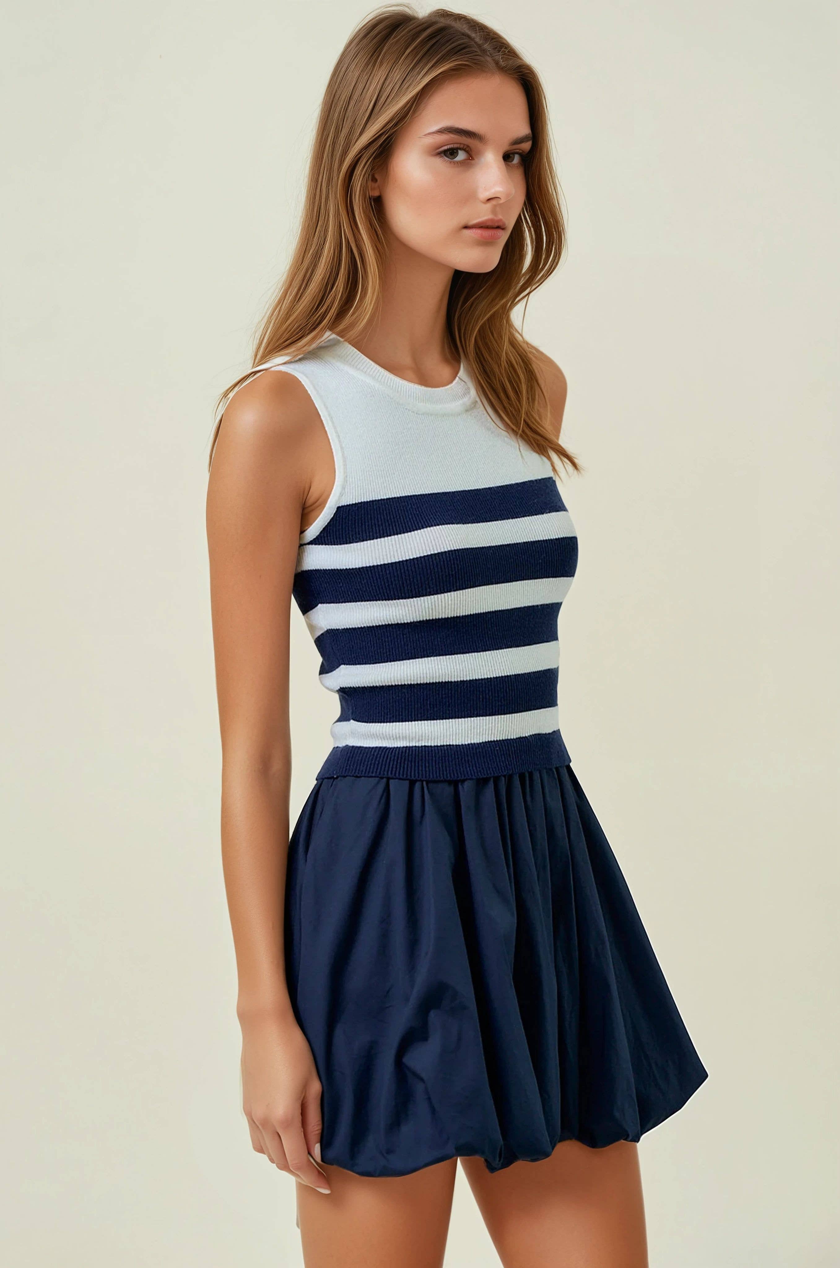 Go Getter ~ Navy Striped Tank Bubble Dress