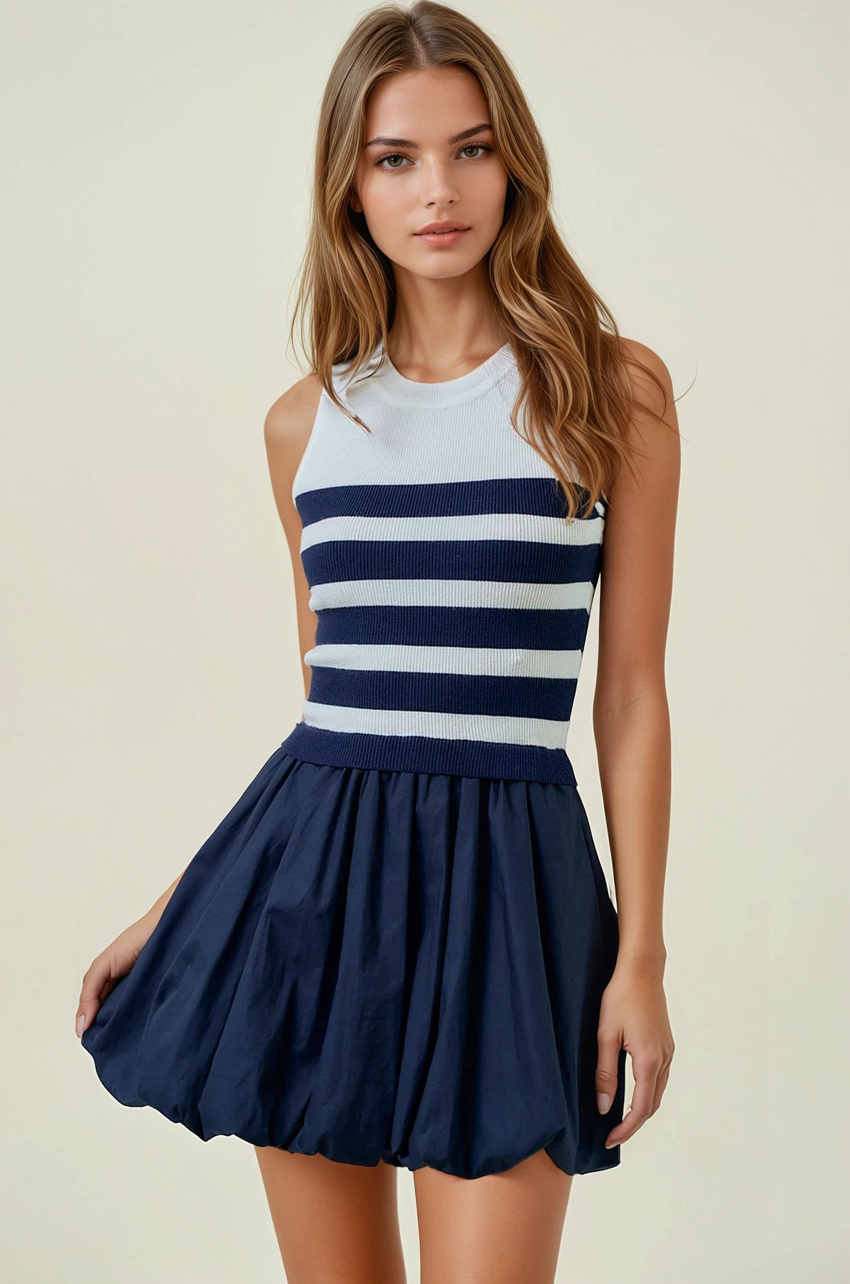 Go Getter ~ Navy Striped Tank Bubble Dress