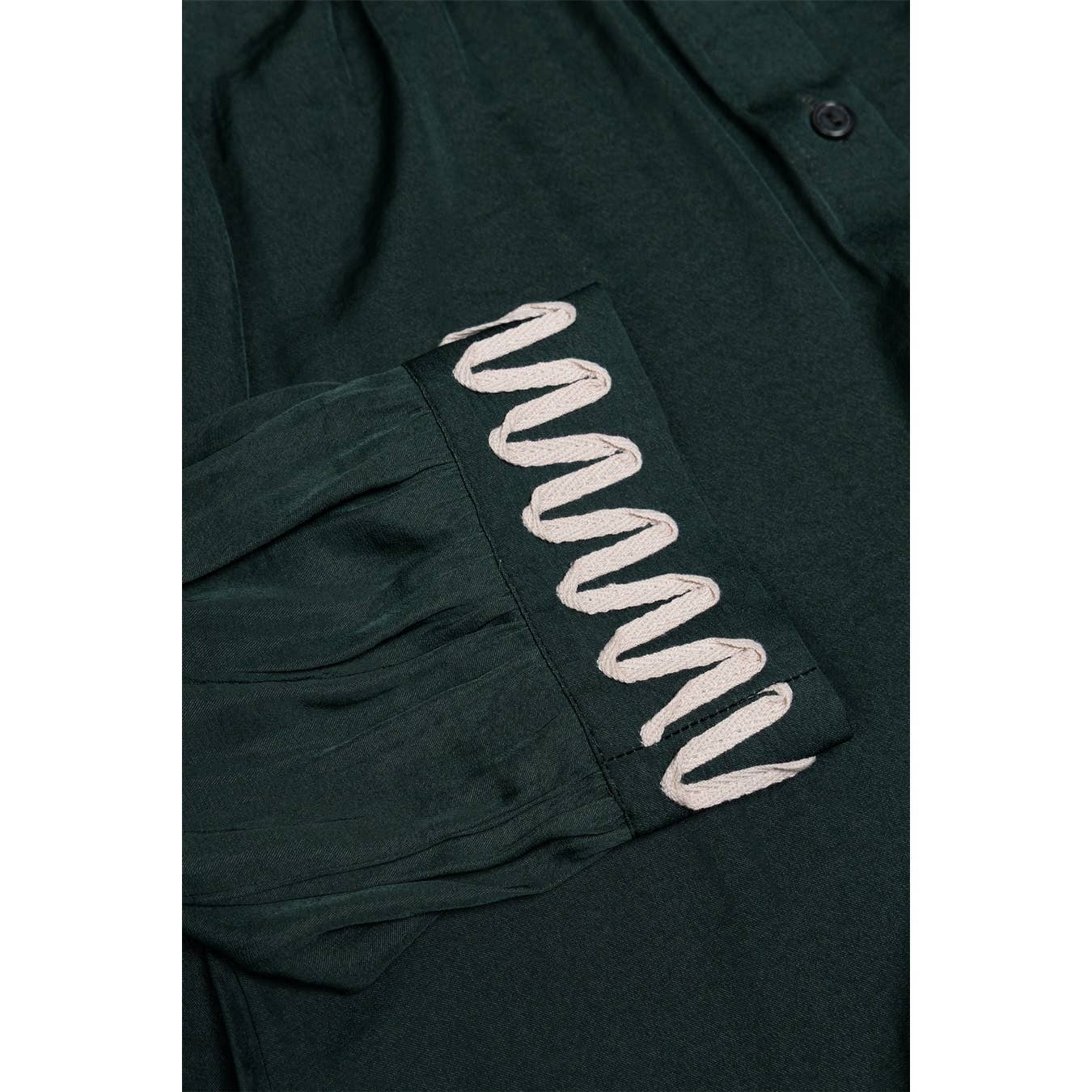 Just Blissful ~ Forrest Green 3/4 Sleeve Detailed  Blouse