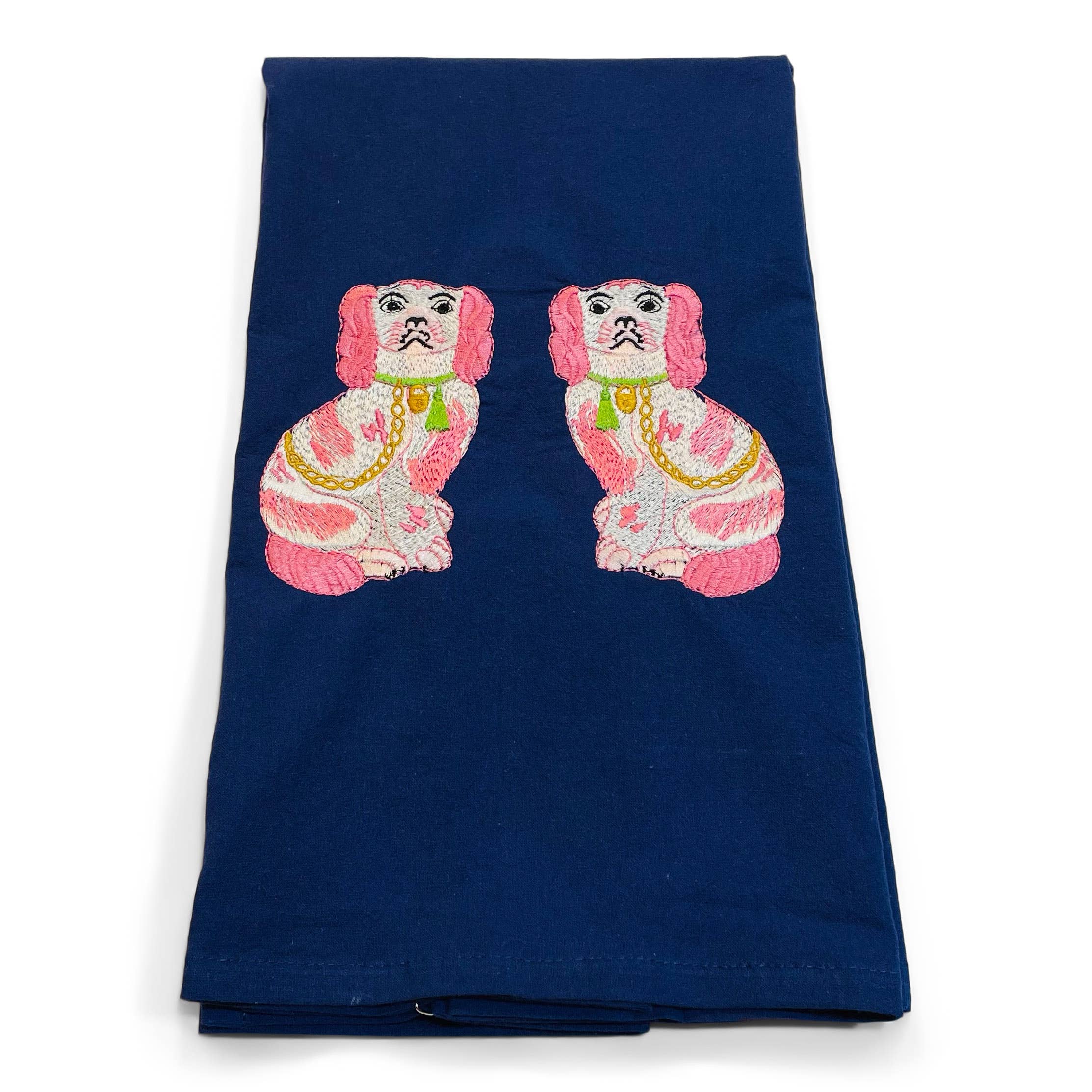 Towel - Pink Staffordshire Dogs Pair