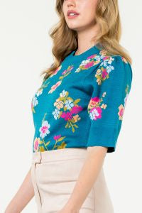 Who You Are Flower Knit Short Sleeve Top