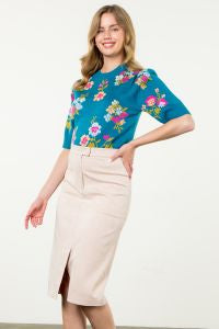 Who You Are Flower Knit Short Sleeve Top