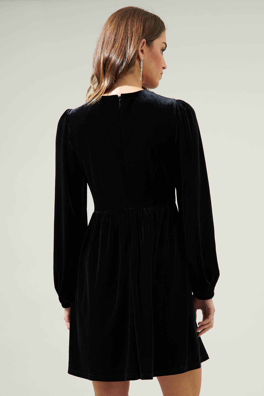 Glow Bow Velvet Mini Dress- Emerald