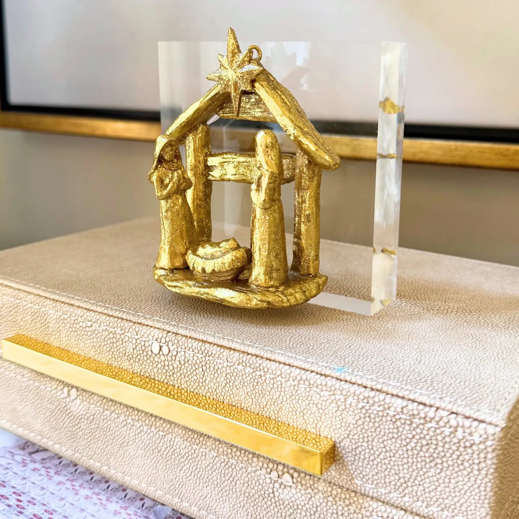Gold Nativity on Acrylic Block