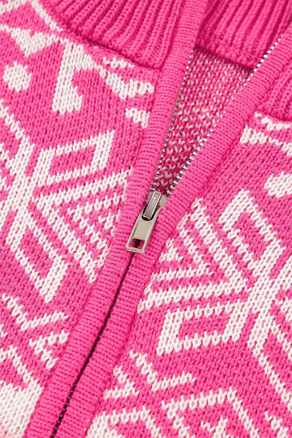 Winter Wonderland~ Pink Snowflake Quarter Zip Sweater
