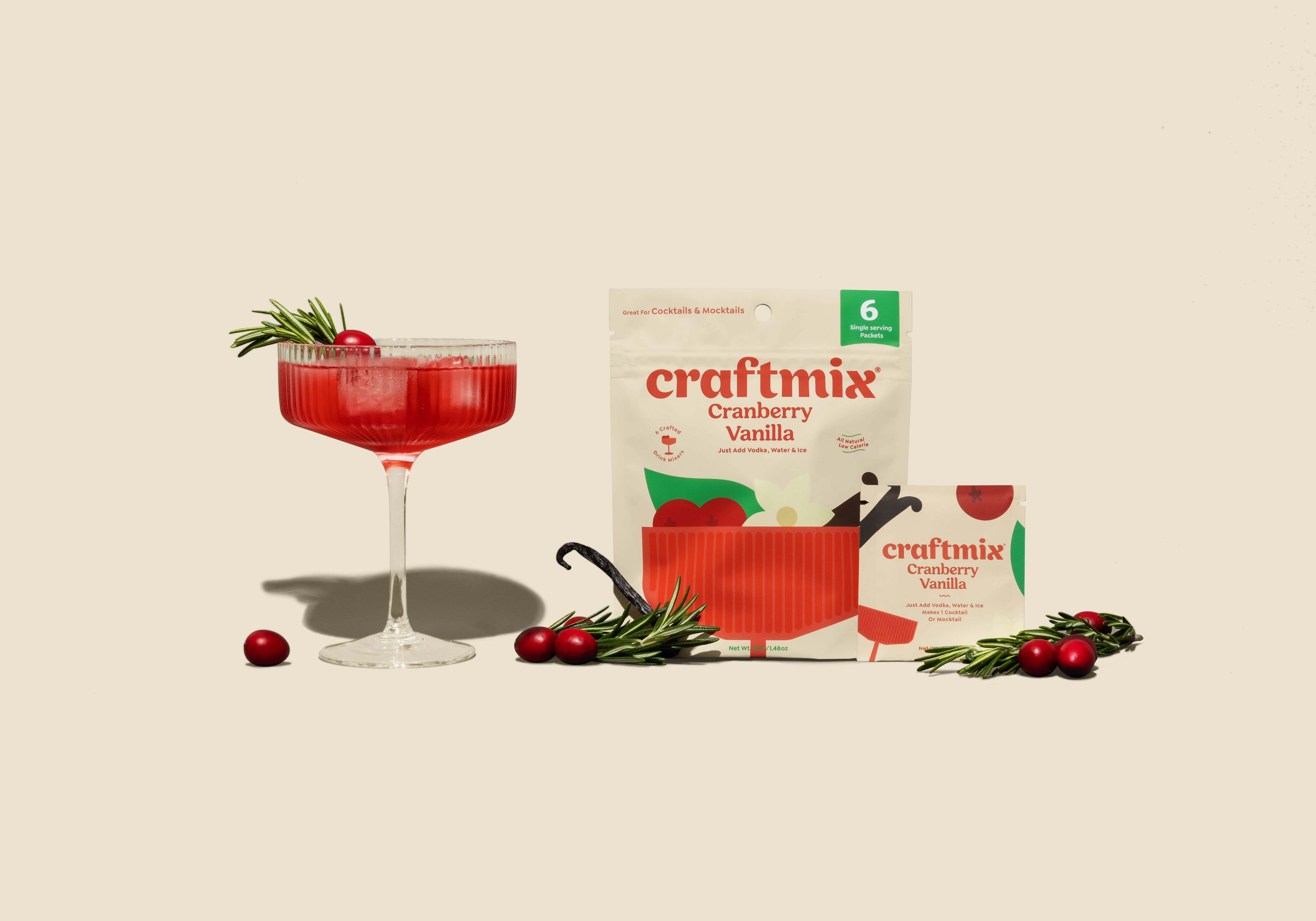 Cranberry Vanilla Cocktail Mixer - 6 Servings Multipack