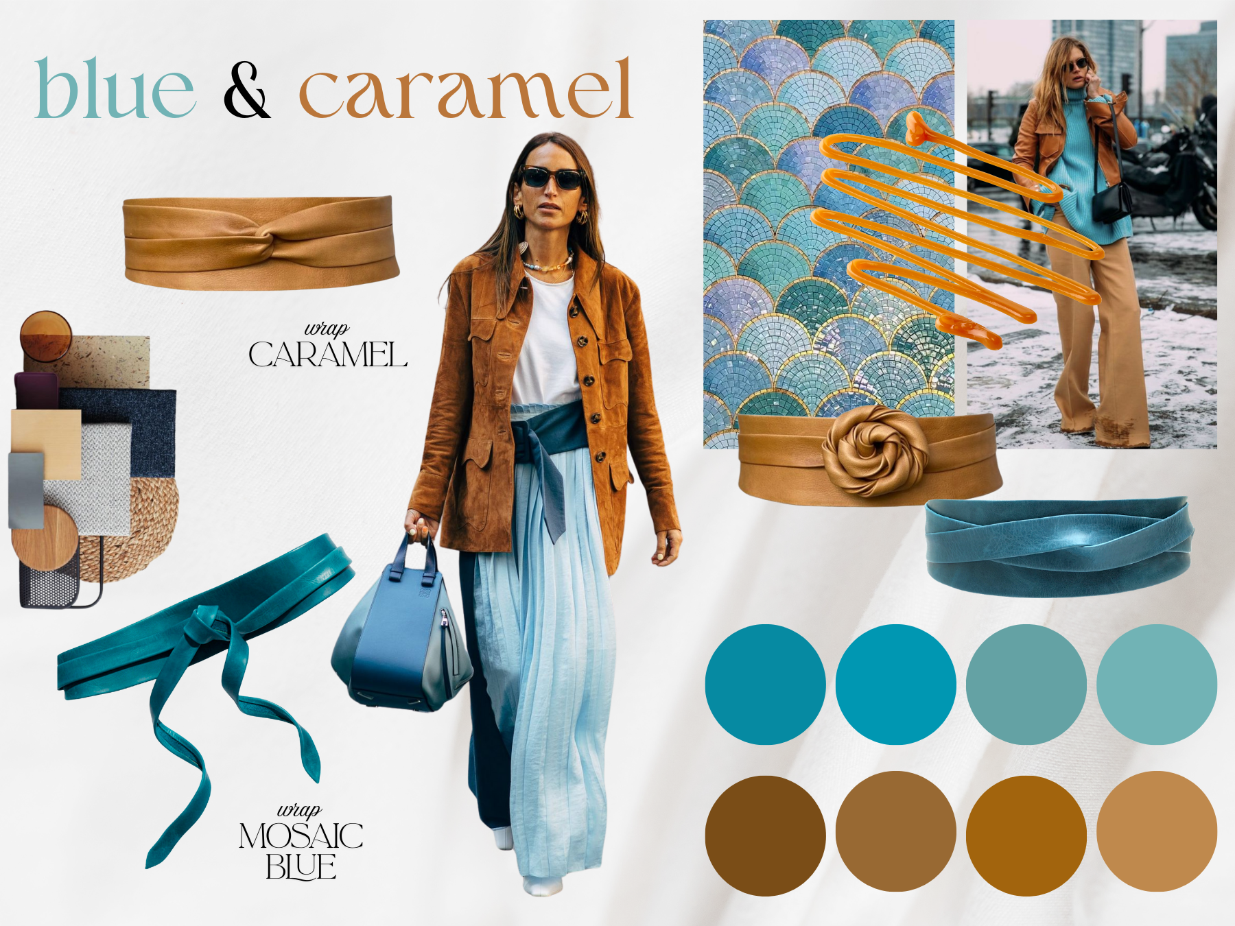 Leather Wrap Belt - Caramel - OS