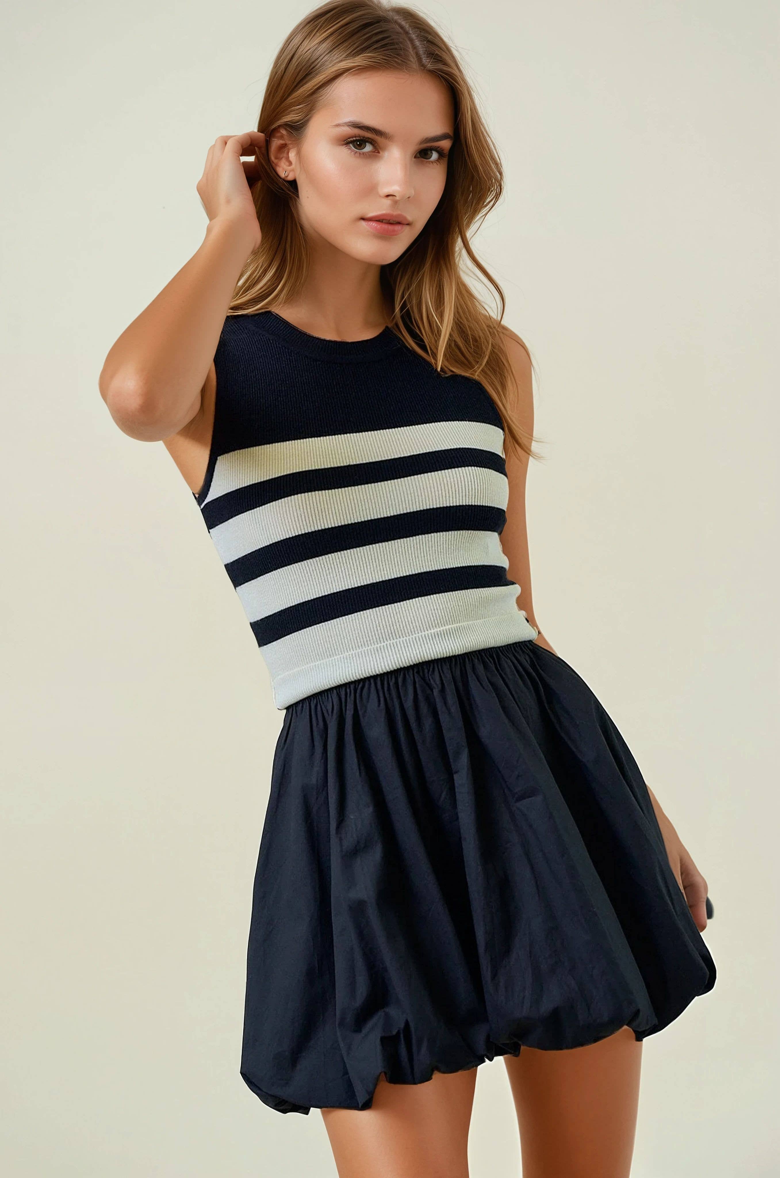 Go Getter ~ Navy Striped Tank Bubble Dress