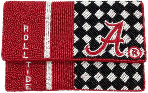 ROLL TIDE MINI BEADED CROSS BODY BAG