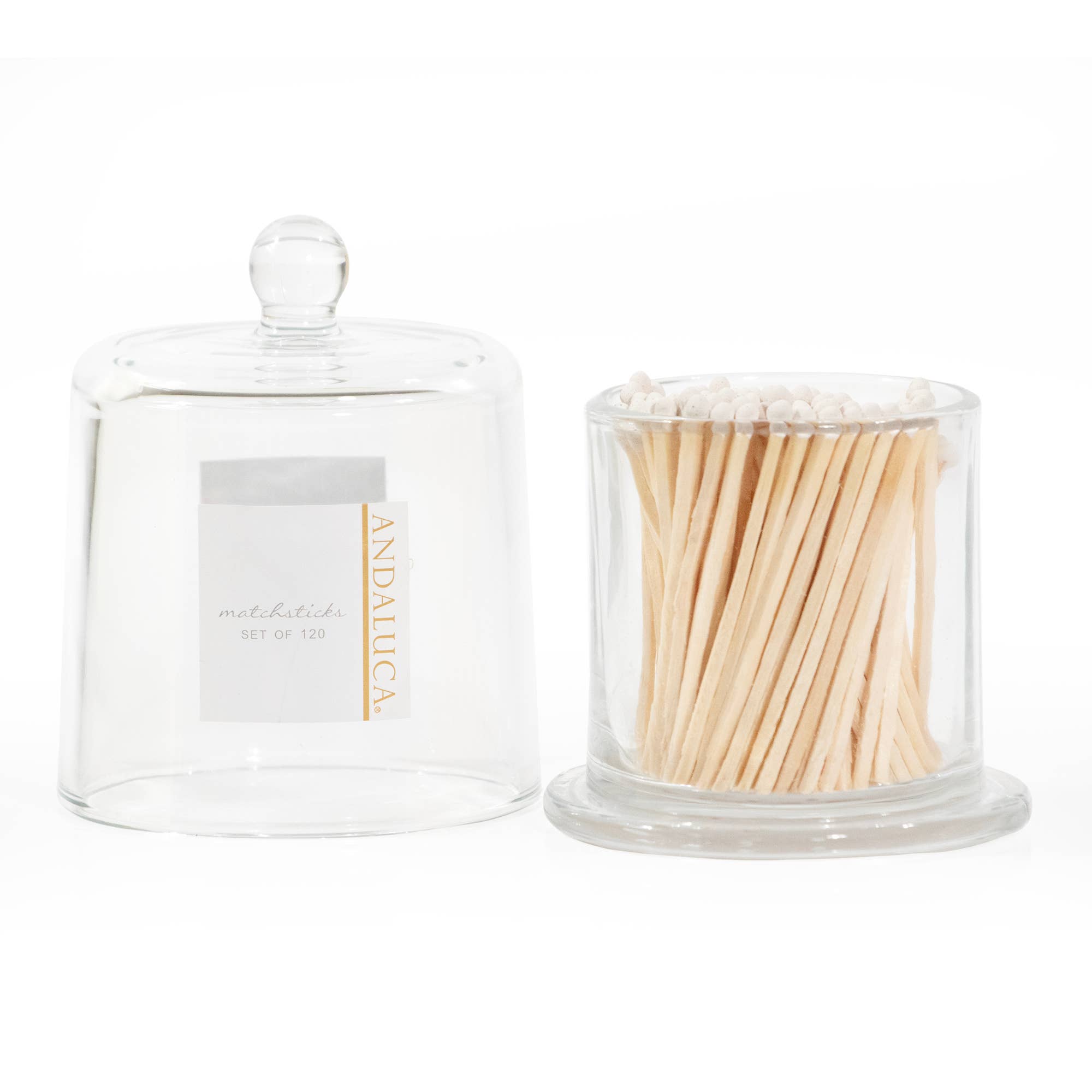 Glass Cloche & 120 Wooden White Matches