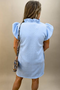 Effortless and Elegant Textured Shift Dress: Baby Blue