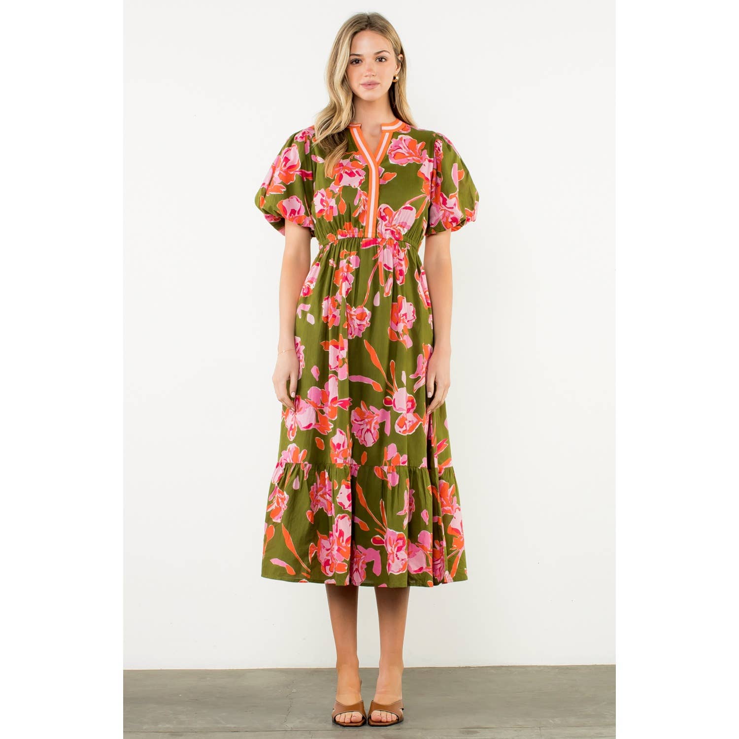 Hey Pumpkin' Floral V-Neck Midi Dress