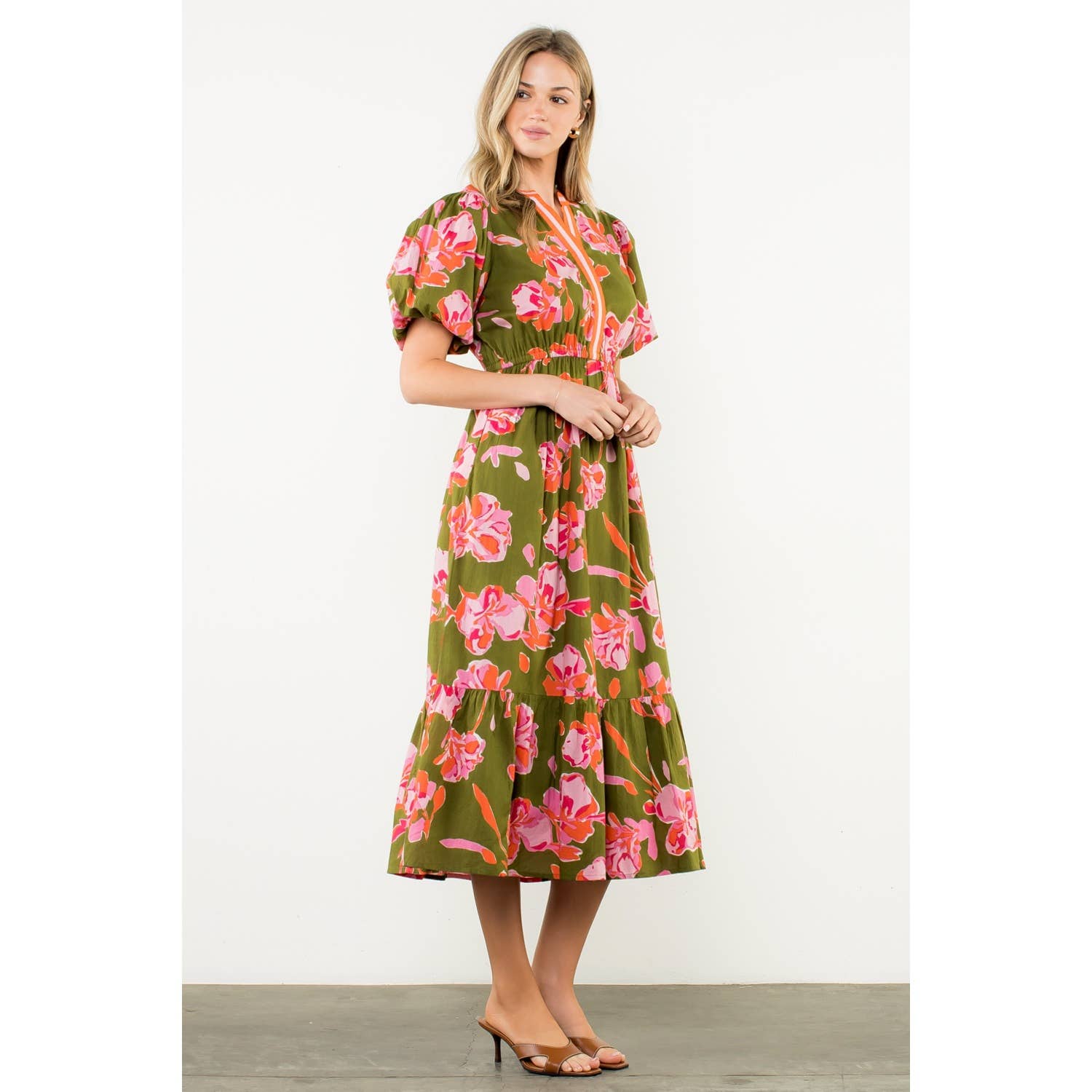 Hey Pumpkin' Floral V-Neck Midi Dress
