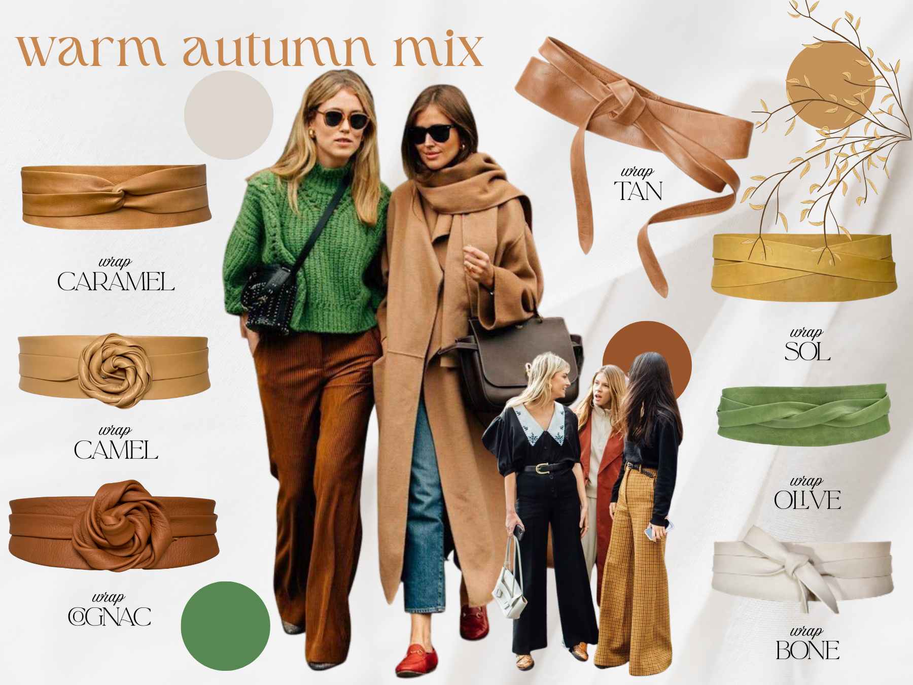 Leather Wrap Belt - Caramel - OS