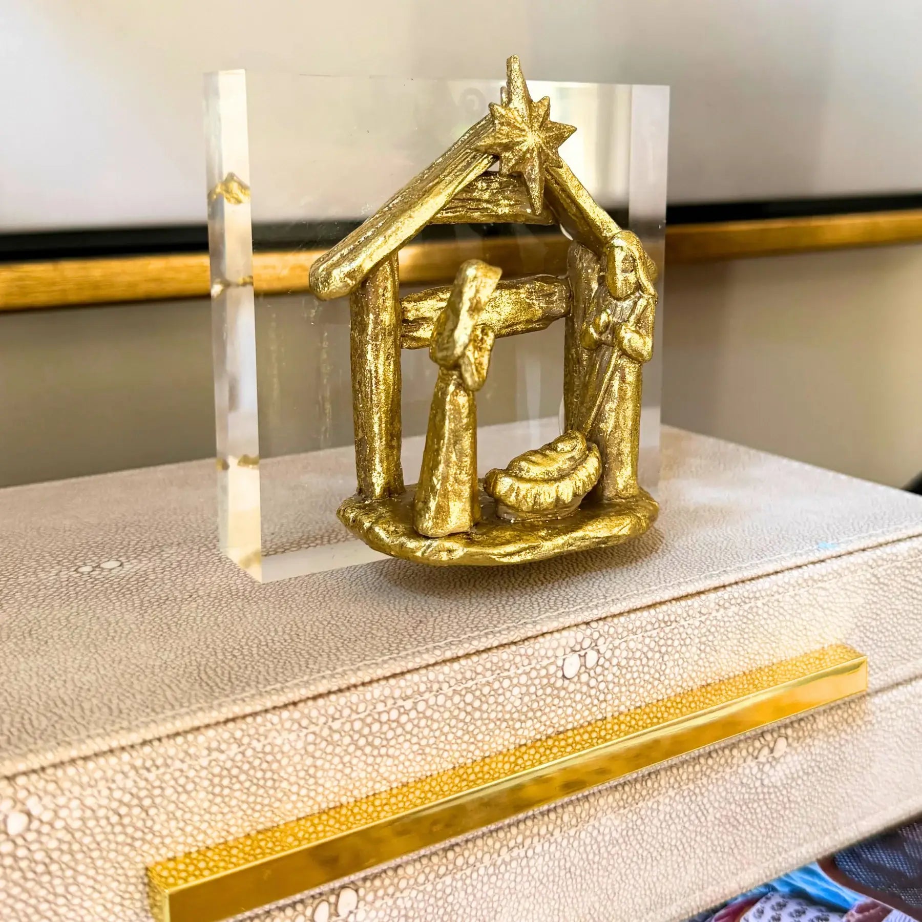 Gold Nativity on Acrylic Block