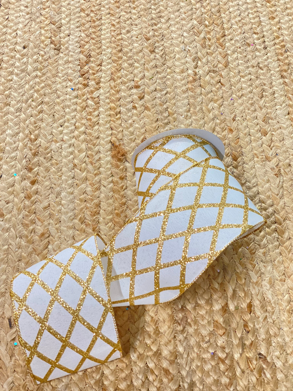 4” Gold Glitter Lattice Ribbon