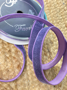 1” Lavender Violet Velvet Ribbon ~ Farrisilk ~ 10 yards ~ Wired