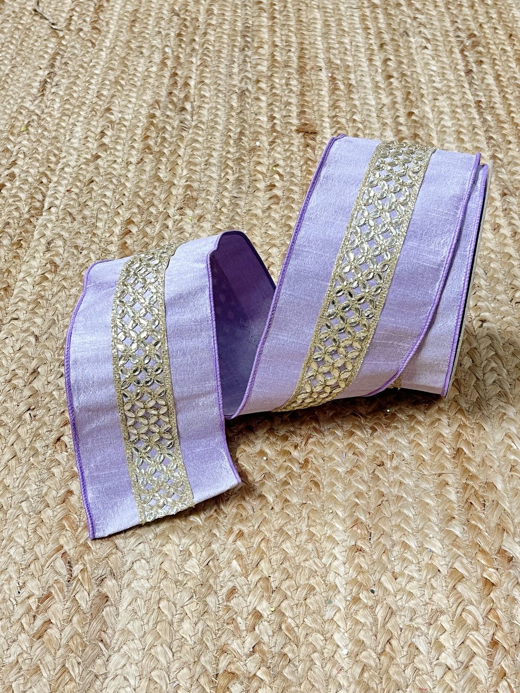 4 inch Farrisilk Lavender Purple Jeweled Ribbon ~ 10 yards ~ Wired