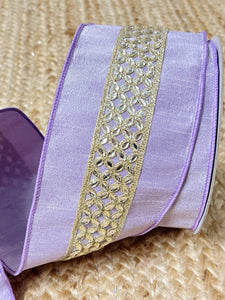 4 inch Farrisilk Lavender Purple Jeweled Ribbon ~ 10 yards ~ Wired