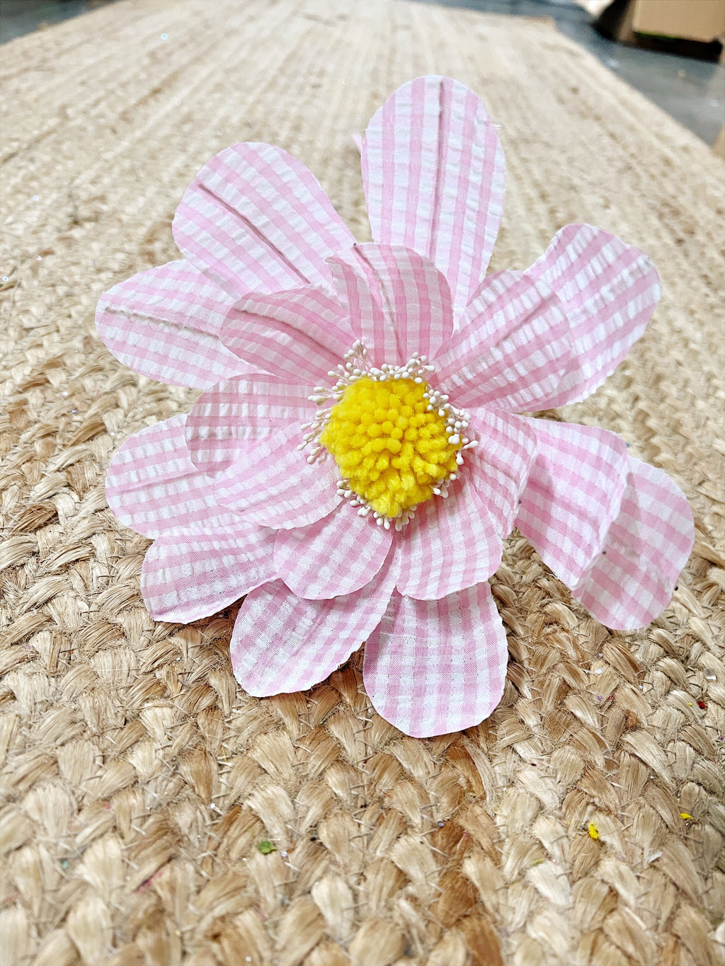 Pink Gingham Sunflower Spray ~ 24in ~ 8in diameter