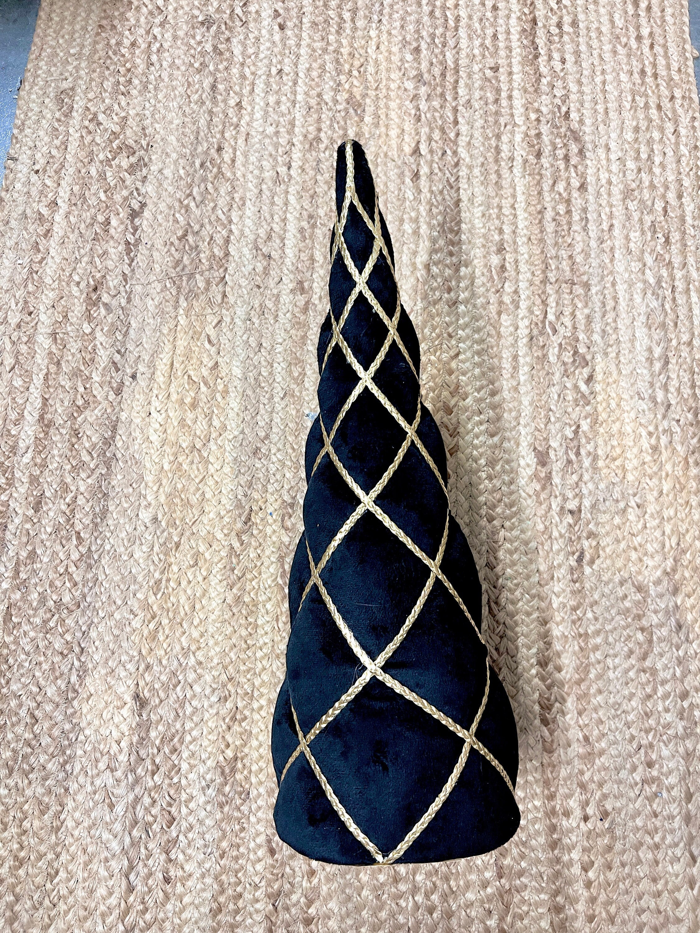 Black Velvet Cone Tree with Gold Braid ~ 22 inch